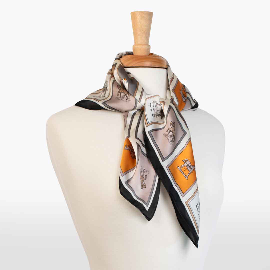 URBAN-EQUESTRIAN - Wholesale Scarf - Women's - Pony Club - Stylized Equestrian Scarf with Black Border