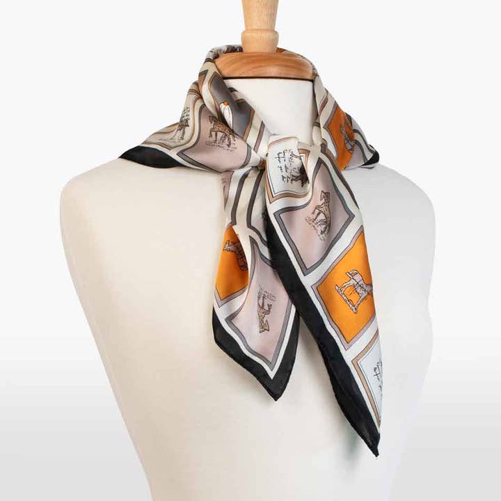 Pony Club - Stylized Equestrian Scarf with Black Border for wholesale by URBAN-EQUESTRIAN