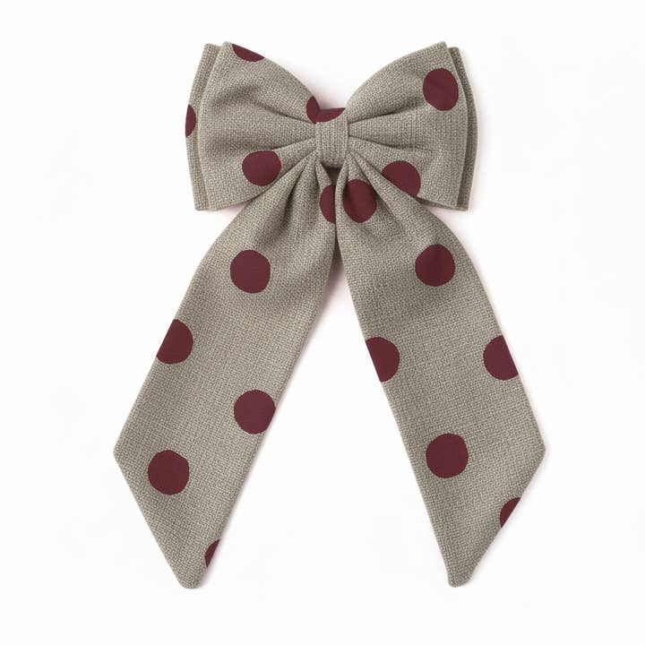 Sustainable Over-sized Linen Polka Dot Bow Hanging Christmas decoration for wholesale by thestudioUP
