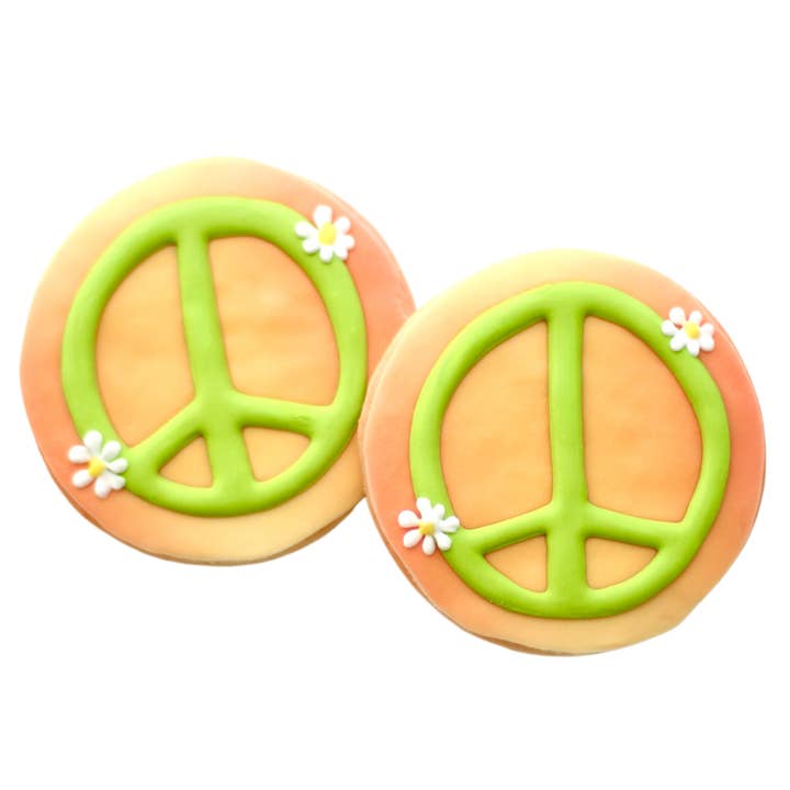 Peace Sign Cookies for wholesale by Sweet Sanctions LLC