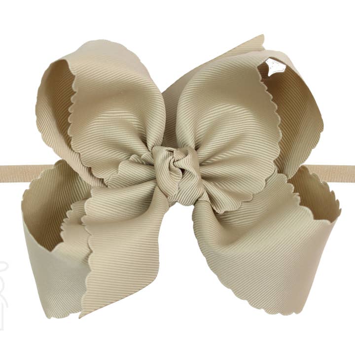 Beyond Creations, LLC - Wholesale Fashion Headband - Kids - 1/4" NYLON PANTYHOSE HEADBAND W/ SCALLOPED EDGE BOW46