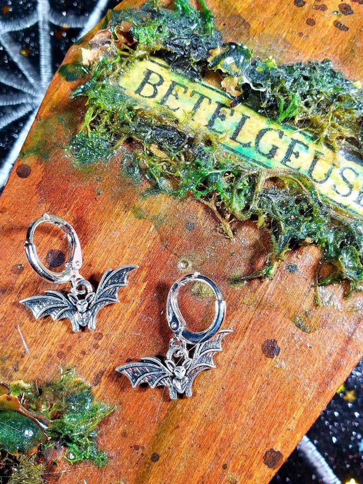 Bat Earrings Silver Earrings Halloween Earrings Funky for wholesale by Alien Bratz