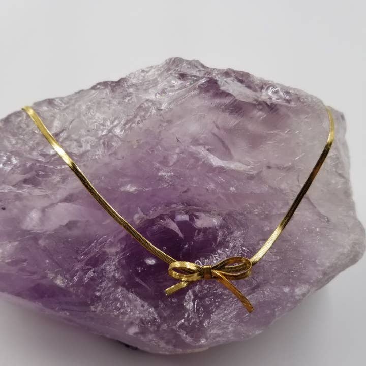 Bow Tie Bowknot Snake Chain Necklace for wholesale by magnolia jewelry