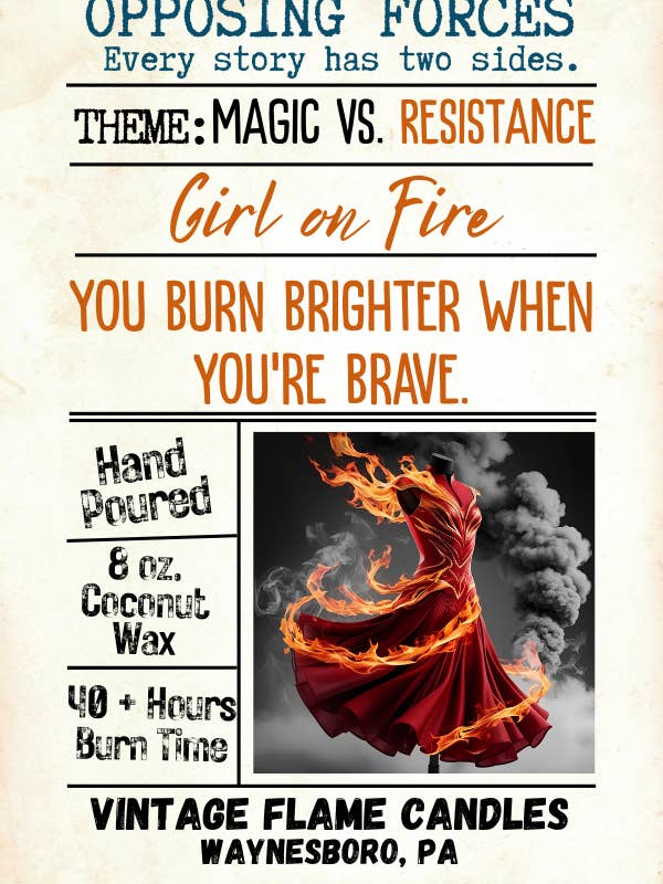 Girl on Fire (Resistance)- Opposing Forces Collection for wholesale by The Vintage Flame Candles
