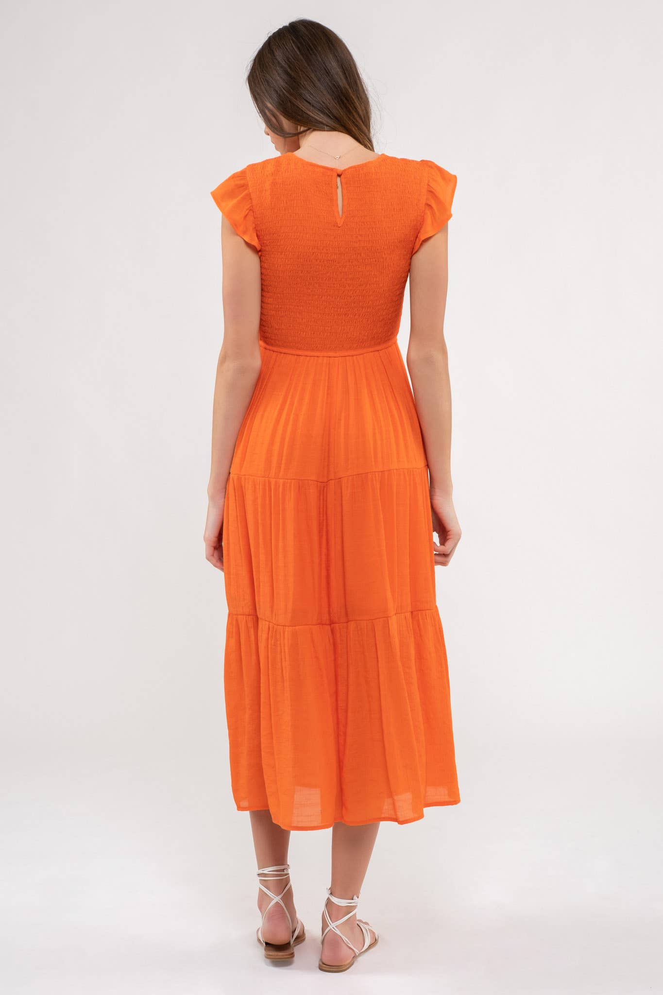 Blu Pepper - Venta al por mayor Vestido - Mujer - Vestido midi con volantes y cuerpo fruncido70