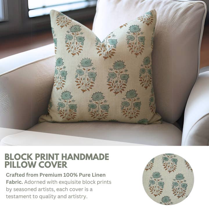 Fabdivine - Wholesale Throw Pillow Cover - Indian Block Print Pure Linen Cushion Cover - Mayra5