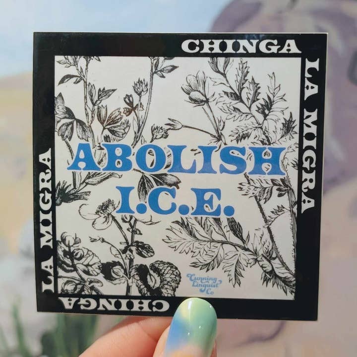 Abolish I.C.E. sticker for wholesale by Cunning Linguist Co.