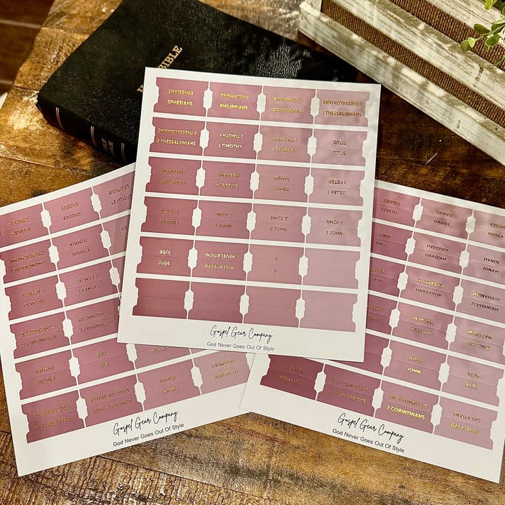 Gospel Gear Co - Wholesale Bookmark - Gold Foil Dusty Rose Matte Bible Tabs2