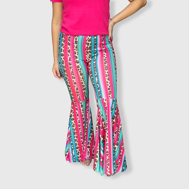 ILTEX Apparel - Wholesale Pants - Women's - Serape Cheetah Bell Bottom Pants - Adult