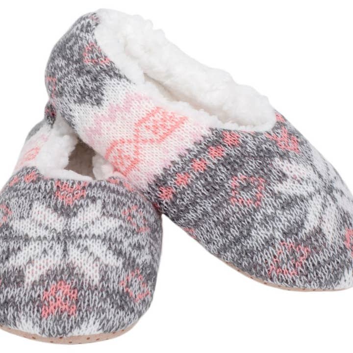 Slippers Knit Pink Gray Ladies Small for wholesale by EAST AVENUE