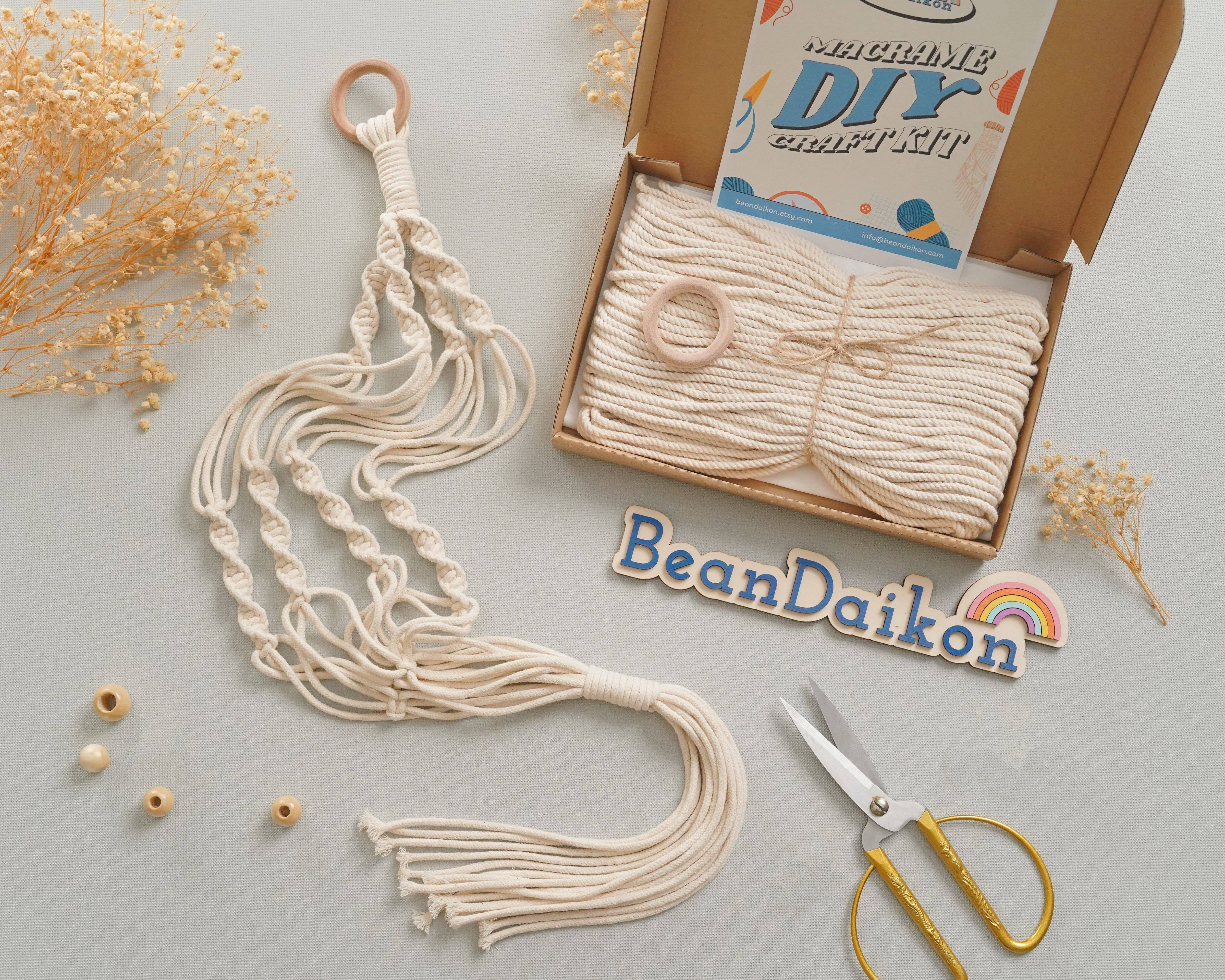 BeanDaikon - Vente Kit de bricolage - Kit DIY pour suspension de plantes en macramé pour adultes K0310