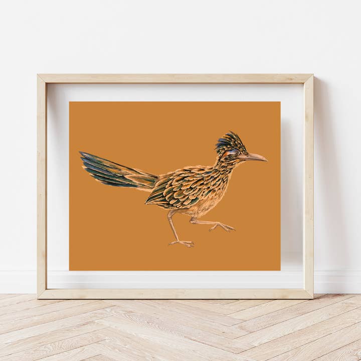 Stampa artistica Roadrunner, decorazione per la casa con animali del deserto per la vendita all'ingrosso da parte di Cailee Corbett