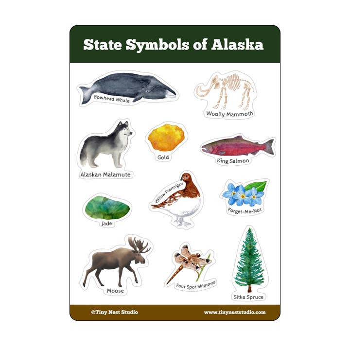 Símbolos de Alaska Hoja de Pegatinas para venta al por mayor de Tiny Nest Studio