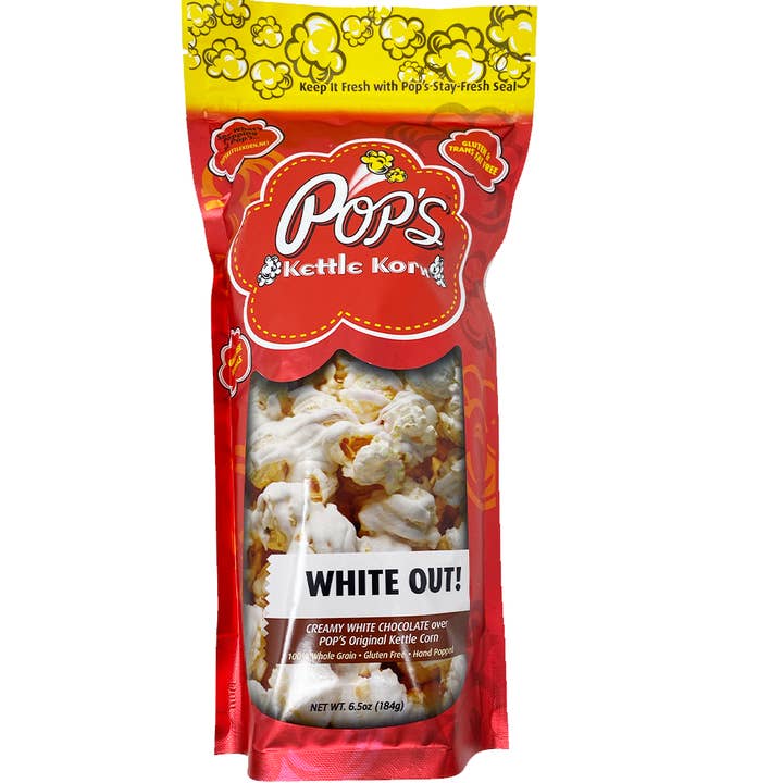 Bouilloire Pop's Korn Pop's White Out 6,5 oz pour la vente par Cow Crack Wholesale