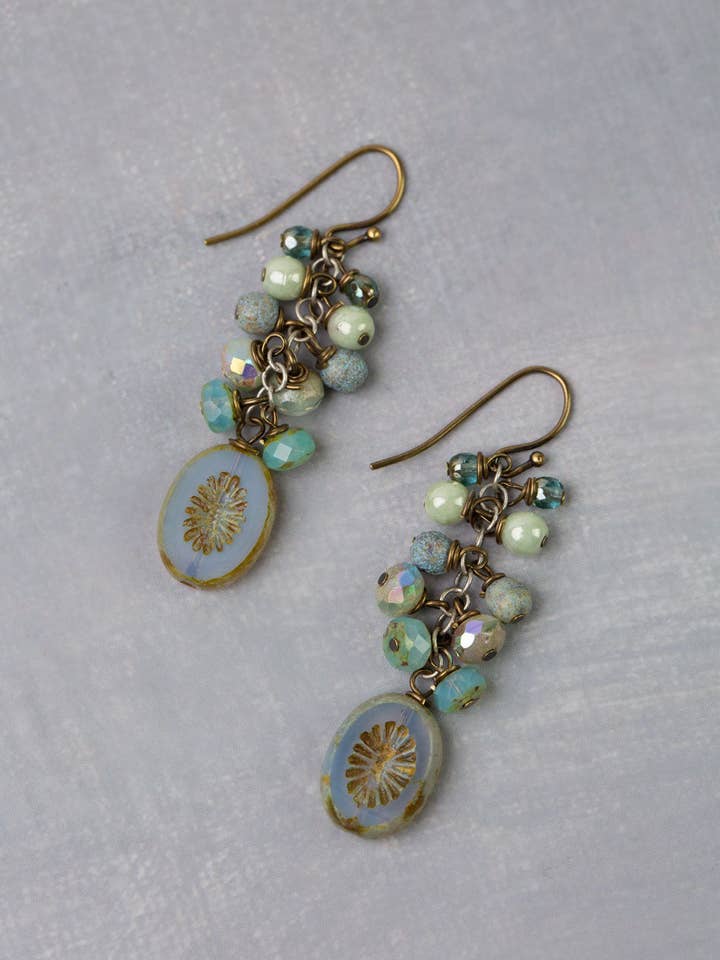 Venetian Dreams Czech Glass Cluster Earrings for wholesale by Anne Vaughan Designs Jewelry