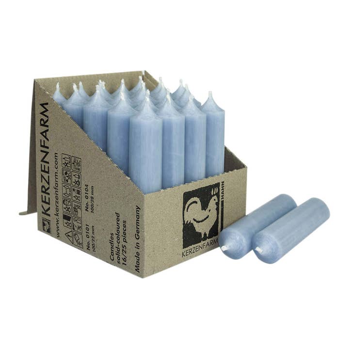 Door-en-door gekleurde stompkaars van was duifblauw (H) 10cm Ø2cm Brandduur ca. 4 uur. voor wholesale door Wurm