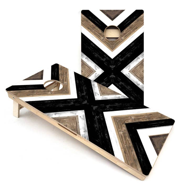 Striped X Pattern All-Weather Cornhole Boards for wholesale by Skip's Garage