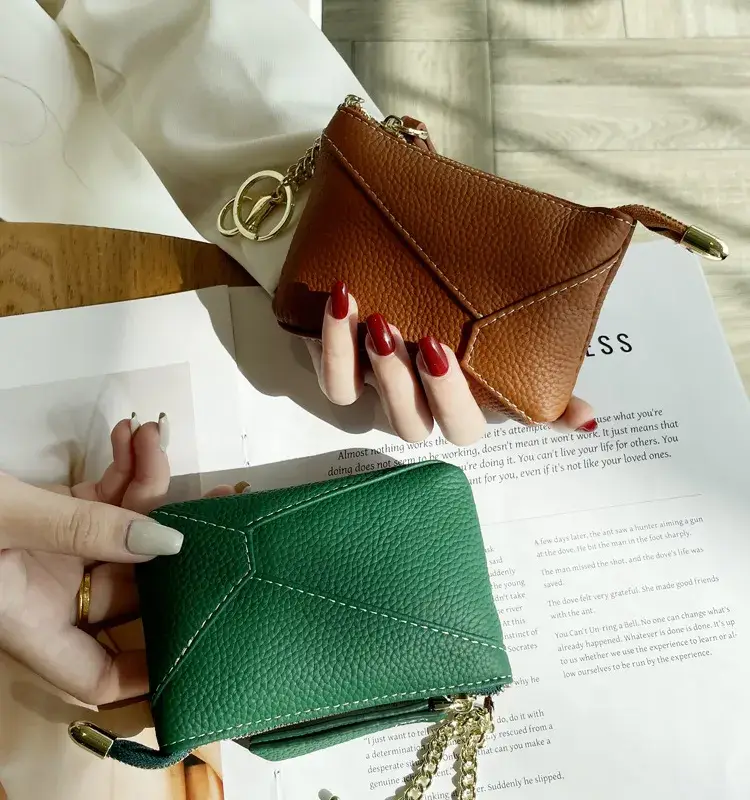 Sweet Cherry Sky - Wholesale Coin Purse - Women's - Genuine Leather Coin Purse Wallet with Keychain 8