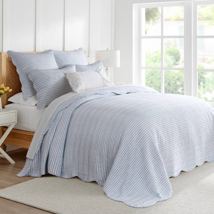 Martha Stripe Blue Bedspread Set for wholesale by Levtex Home