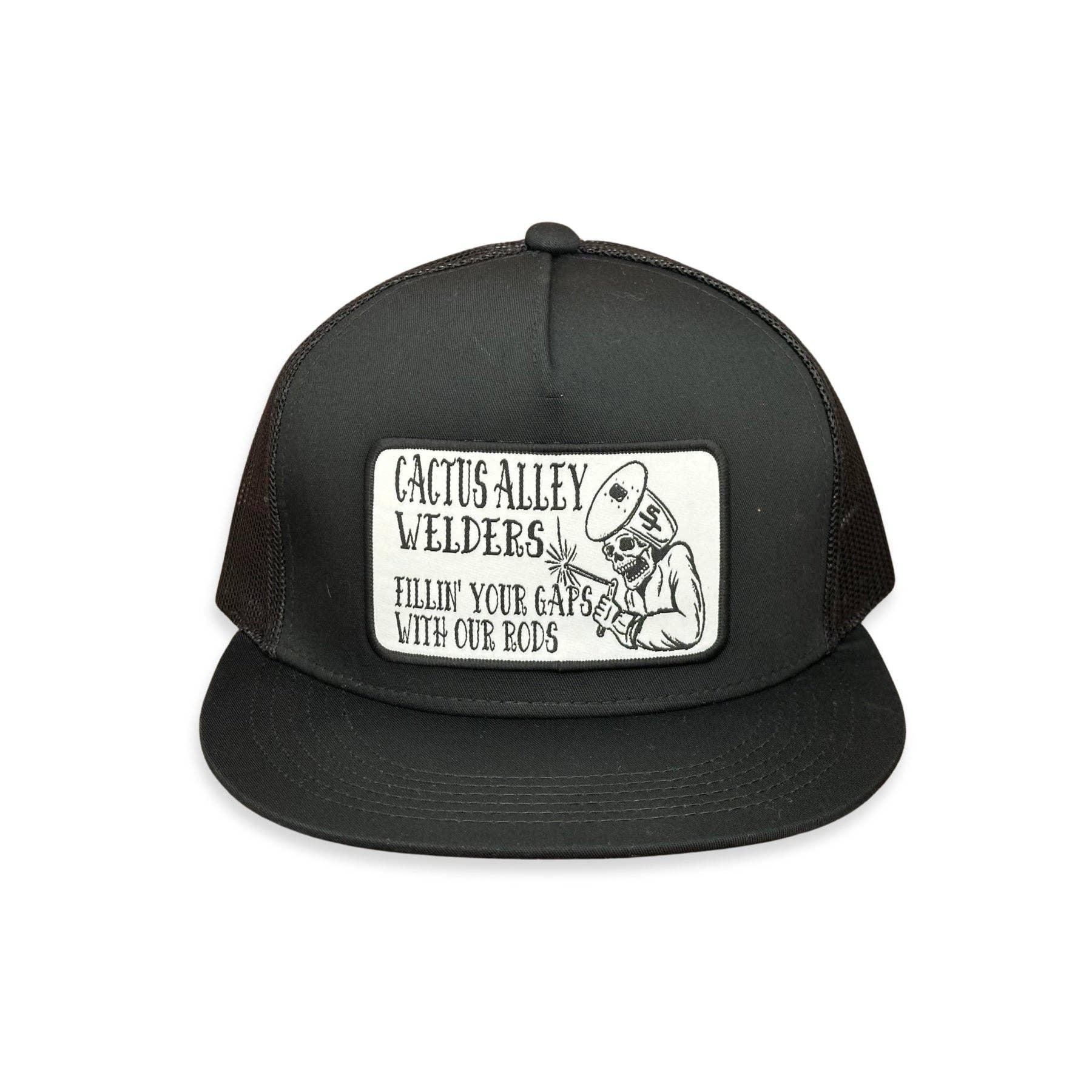 Cactus Alley Hat Co. - Wholesale Trucker Hat - Unisex - "Welder" - 6006 Black/ Black Mesh, Snapback Cap (2025)0