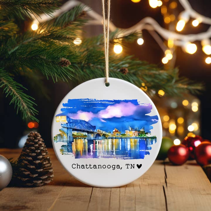 Chattanooga Tennesee Christmas Ornament for wholesale by Tahoe Toffee Candy Co.
