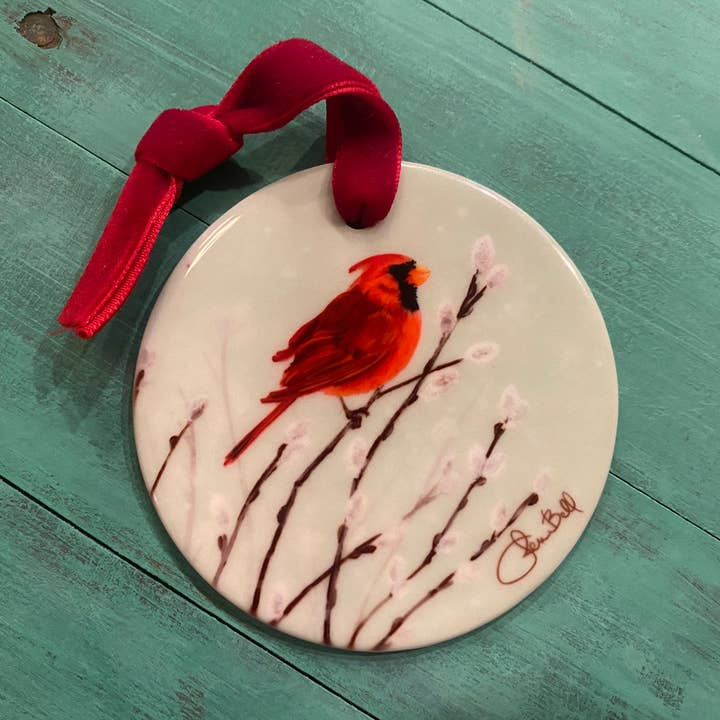 Holly Hills Lane – wholesale Ornament set – Ceramic Red Cardinal Art Christmas Ornament1