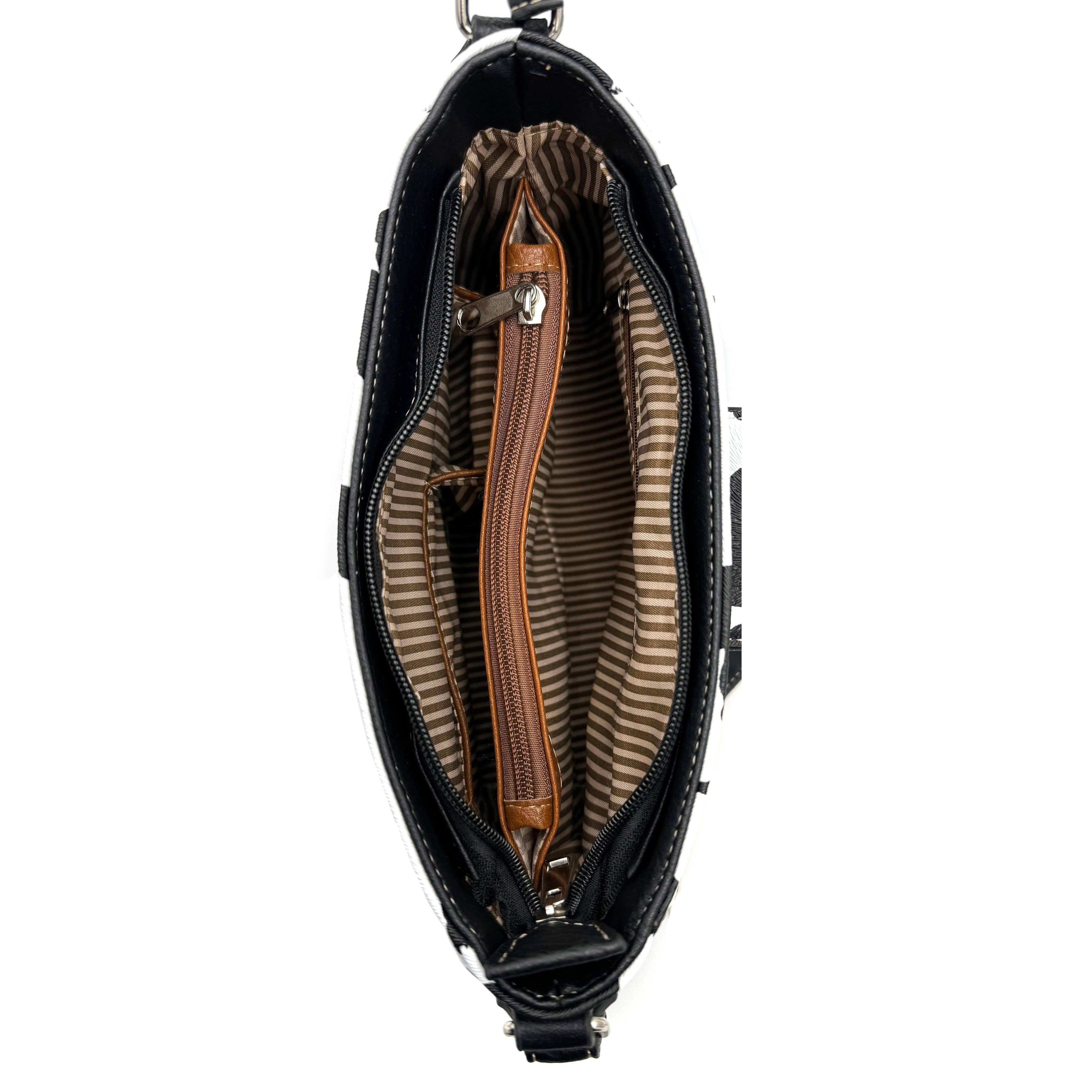 Lunar Deer - Wholesale Crossbody Bag - Women's - Crown Buckle Cow Print Floral Western Crossbody Bucket Bag2