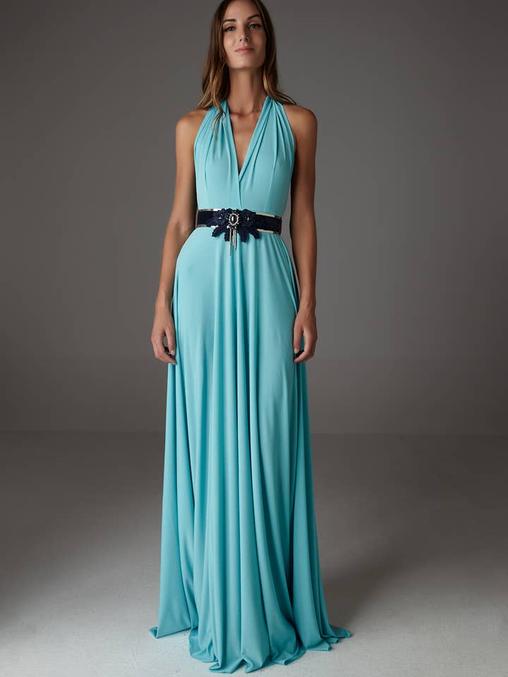 Vestido longo infinitamente versátil aquamarine por atacado de CEYLAN BCN