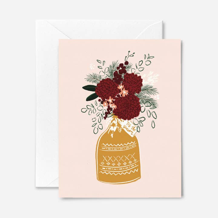 Wine Dahlias Holiday Card for wholesale by Solmade Studio