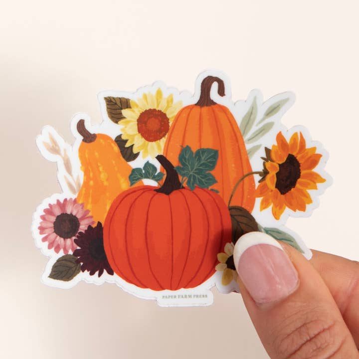 Autocollant Décalcomanie Florale Citrouille d'Automne pour la vente par Paper Farm Press
