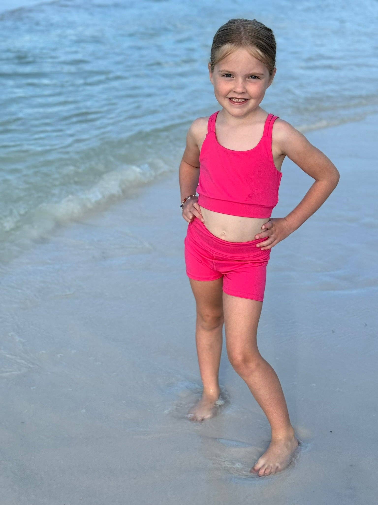My Petite & Me - Wholesale Activewear Set - Kids - Girls 2-Piece Athletic Short and Tank Set: Hot Pink 2