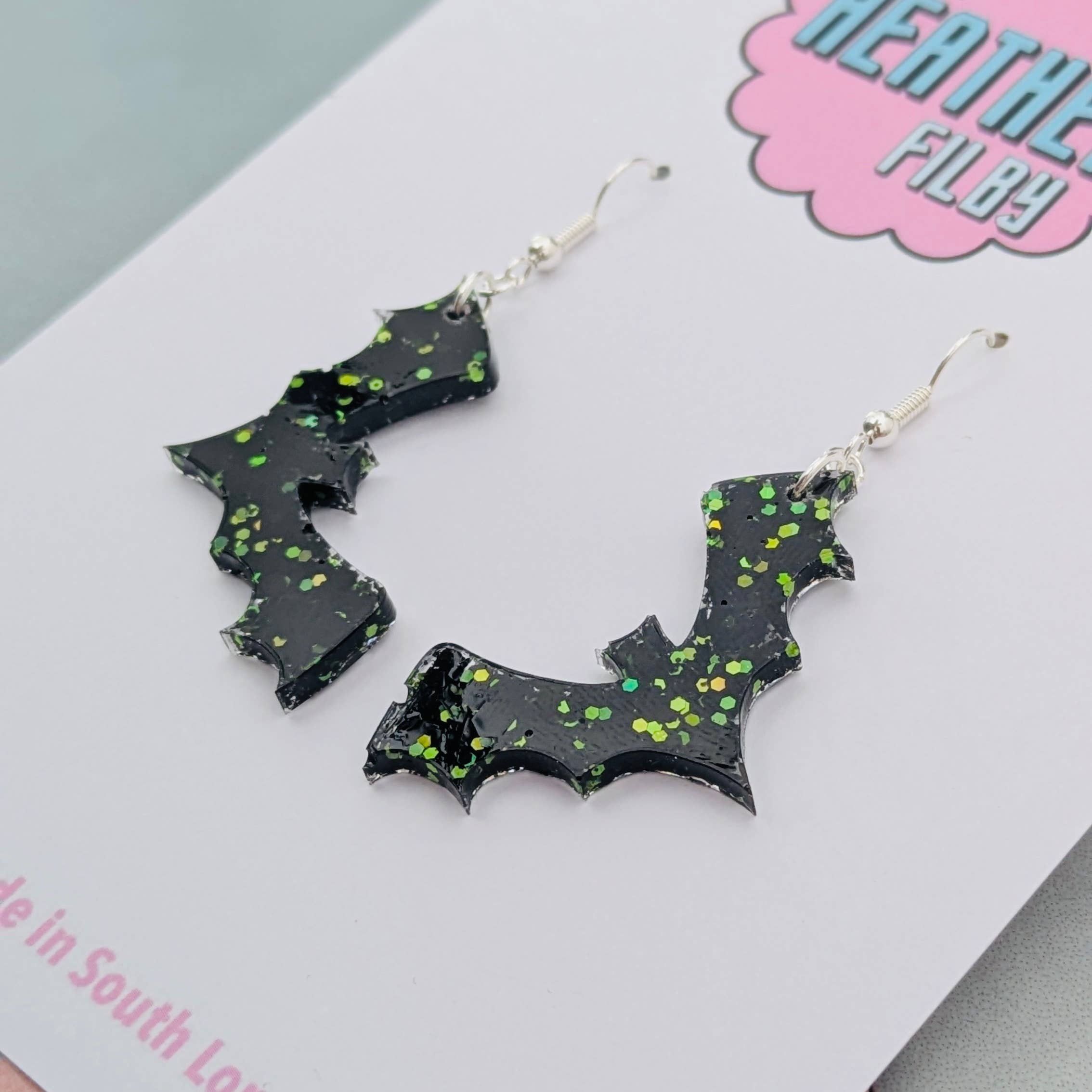 By Heather Filby - Wholesale Hangende/ronde oorbellen - Vleermuis Glitters Oorbellen3