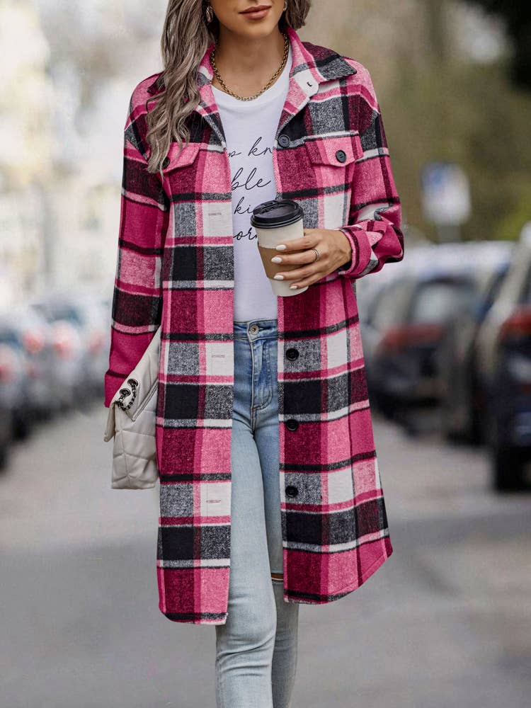 eLook - Wholesale Coat - Women's - SZ1-JK8211 Plaid Button Down Long Coat26