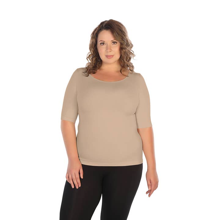 Skinnytees - Wholesale Knit Top - Women's - Plus Half Sleeve Crew Neck Tee12