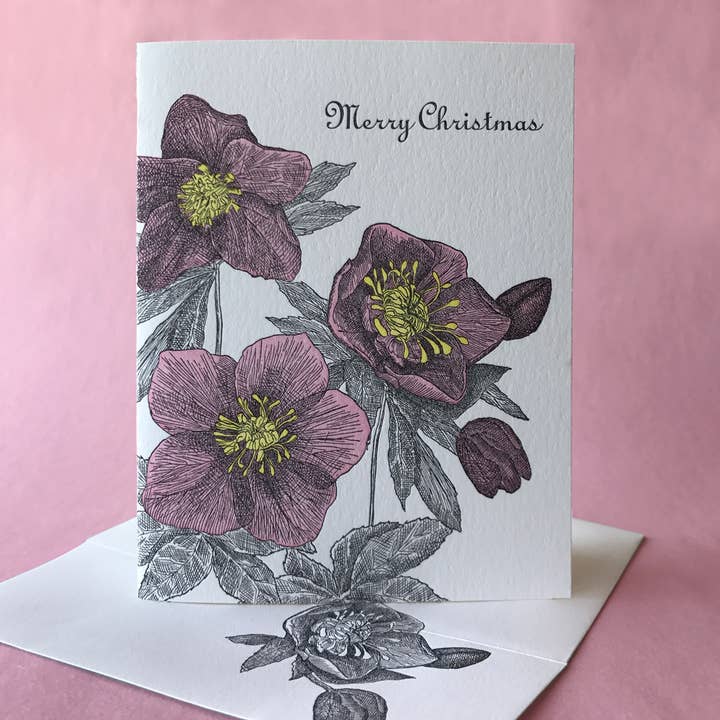 Christmas Rose Holiday and Blank Note Card for wholesale by Painted Tongue Press