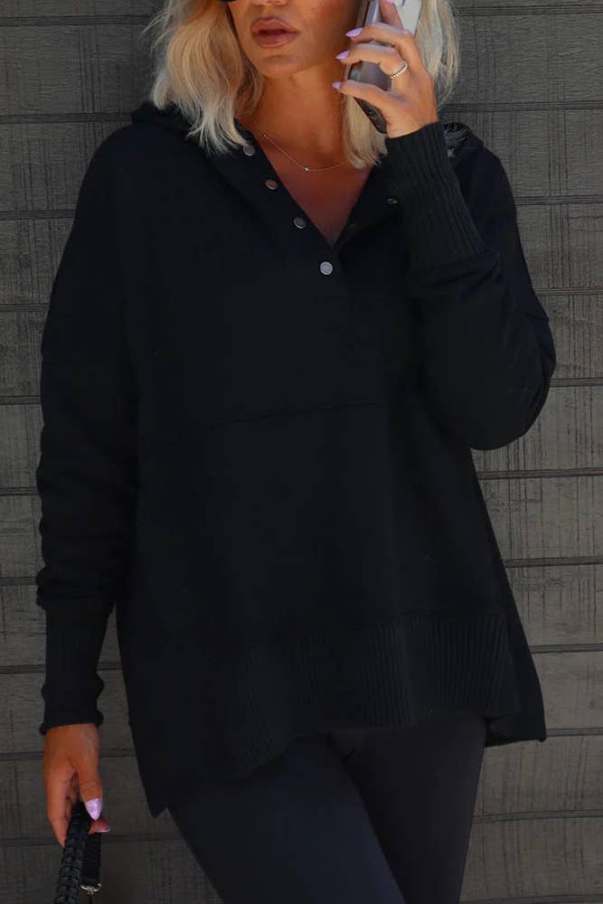 UNISHE – wholesale Hoodie – Women's – Plain Snap Button Oversize Hoodies CY1211