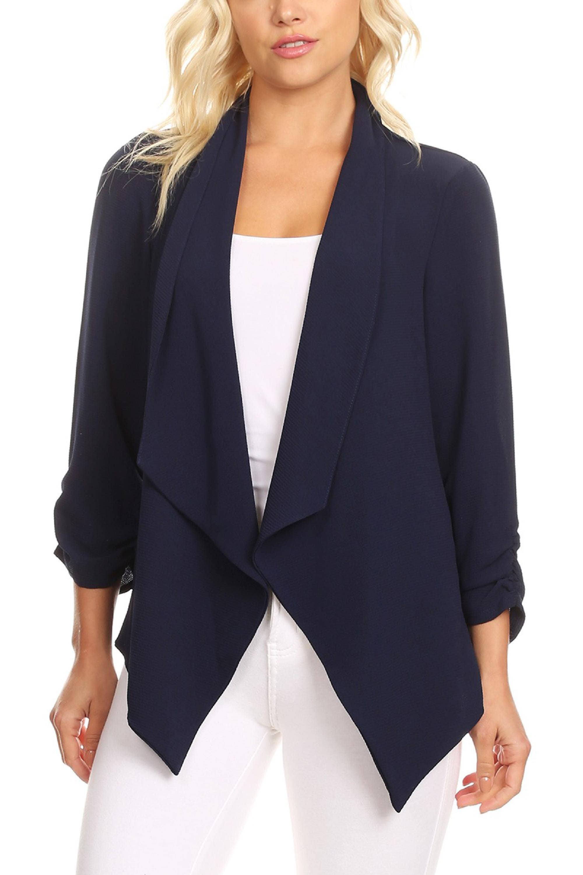 MOA COLLECTION - Wholesale Blazer - Women's - Women's Woven Casual Relaxed Fit Open Front Blazer Jacket30