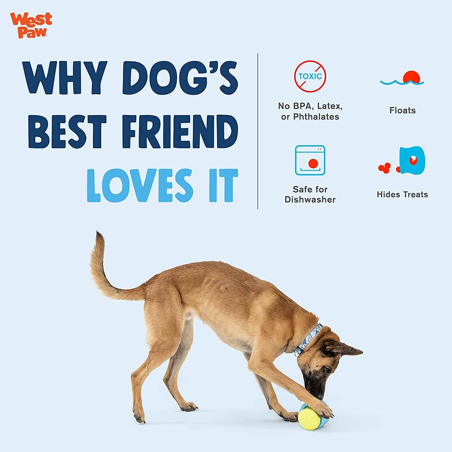 Elite Pet Distributors – wholesale Tuggleksak för hund - Hund – West Paw Zogoflex Toppl Godisutdelande Hundpussel Leksak Stor5