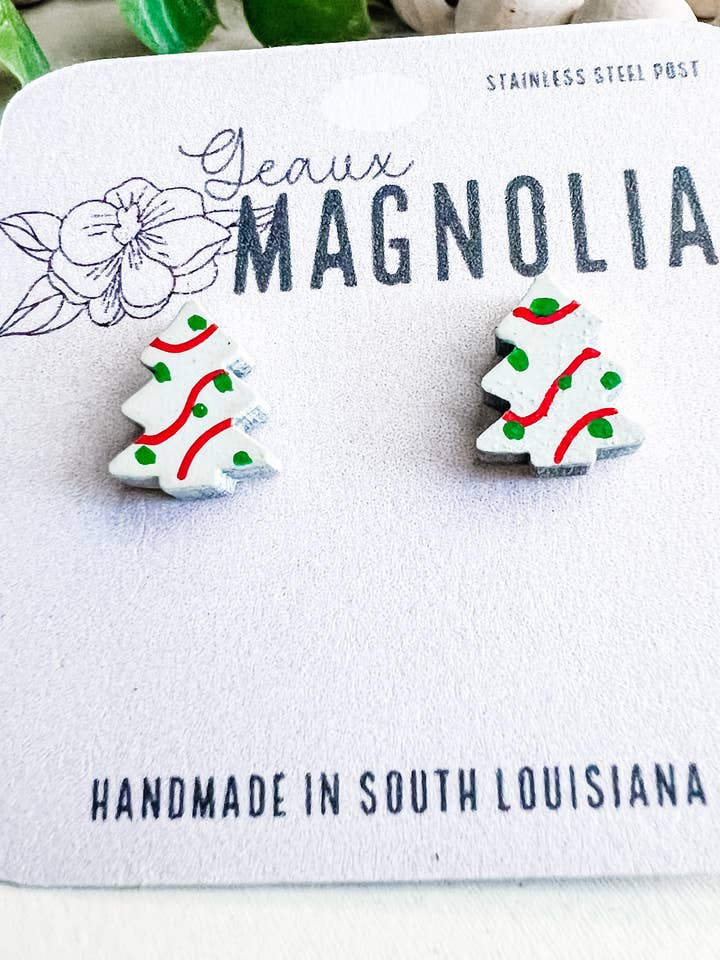 Christmas Tree Cake Stud Earrings for wholesale by Geaux Magnolia