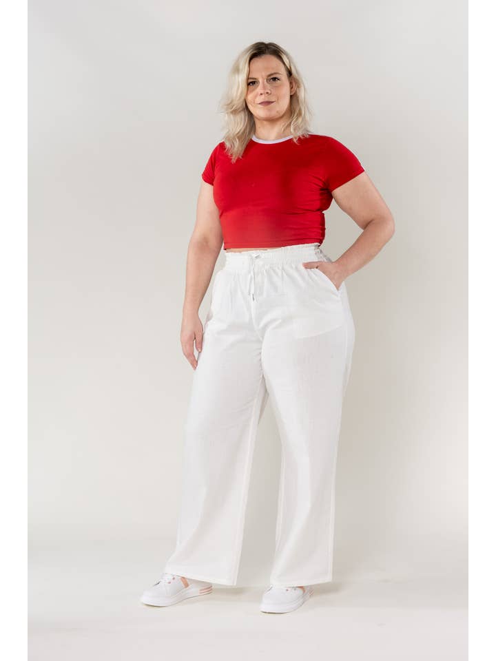 Nina Carter - Wholesale Pants - Women's - Plus size linen-style pants Nina Carter elastic A002