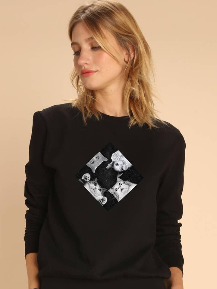 WOMEN'S BLACK SWEATSHIRT WHEN YOU ARE KITTEN for wholesale by Wooop