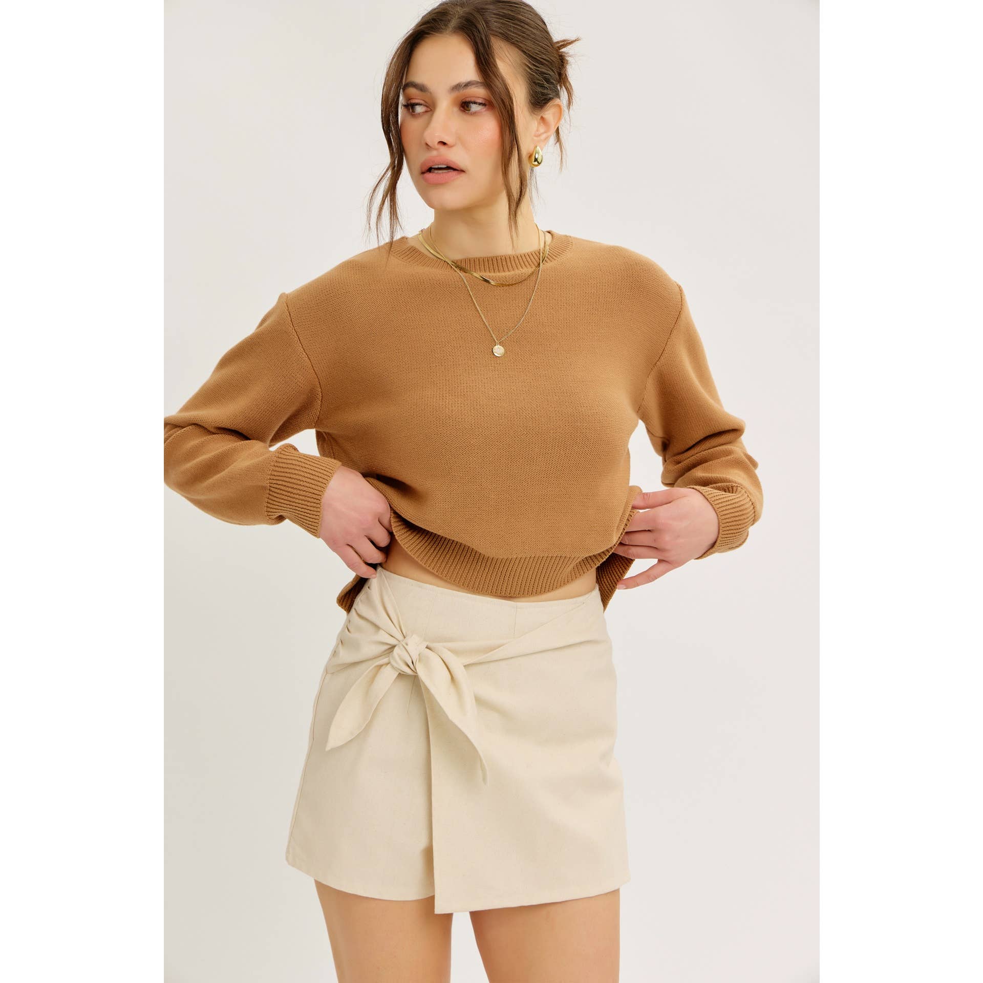 idem ditto – Pulôver - Mulher por atacado – TOP DE MALHA COM LAÇO NAS COSTAS E DECOTE REDONDO EM CONTRASTE8