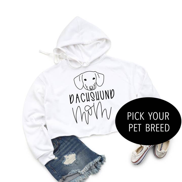 Dog Mom Hoodie Cropped Hoodie Pick Your Breed for wholesale by Two Jays