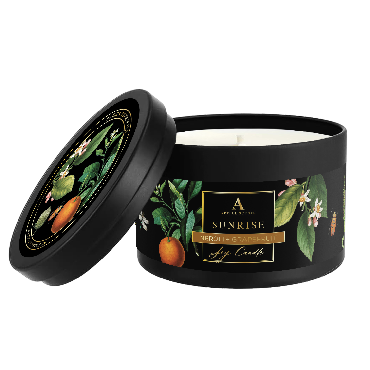Artful Scents – wholesale Jar/filled candle – Sunrise Candle - Neroli + Grapefruit2