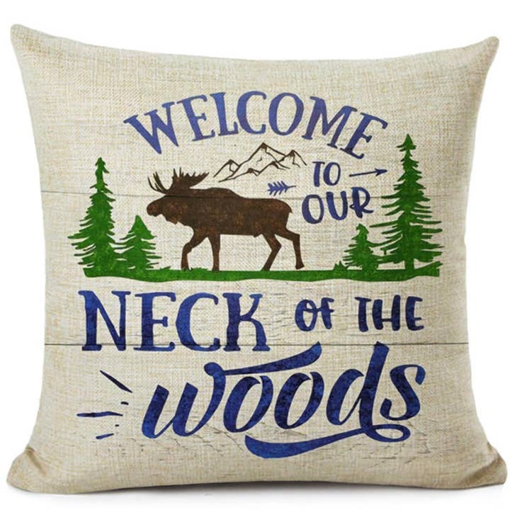 Welcome to Our Neck of the Woods Pillow for wholesale by Creations by Matthew