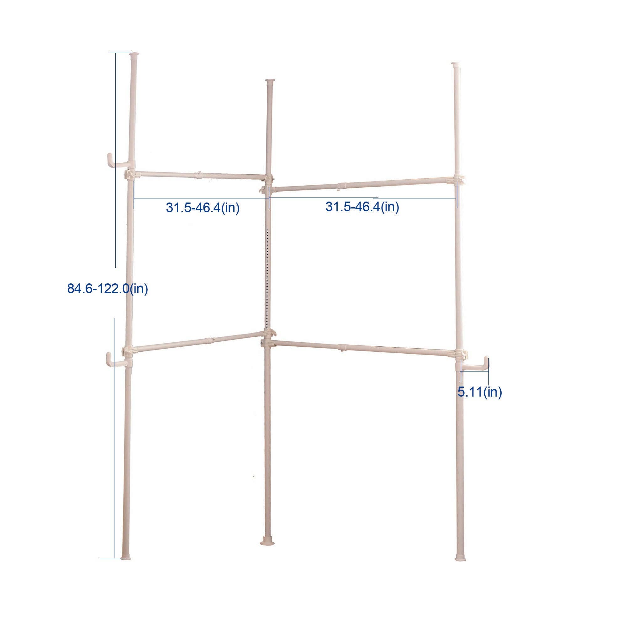 Orange County Decor - Wholesale Coat Rack - Double Clothing Rack, Adjustable Racks For Hanging Clothes, 2 Tier Clothes Heavy Duty Garment White Closet Freestanding System White White Metal6