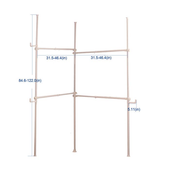 Orange County Decor - Wholesale Coat Rack - Double Clothing Rack, Adjustable Racks For Hanging Clothes, 2 Tier Clothes Heavy Duty Garment White Closet Freestanding System White White Metal6