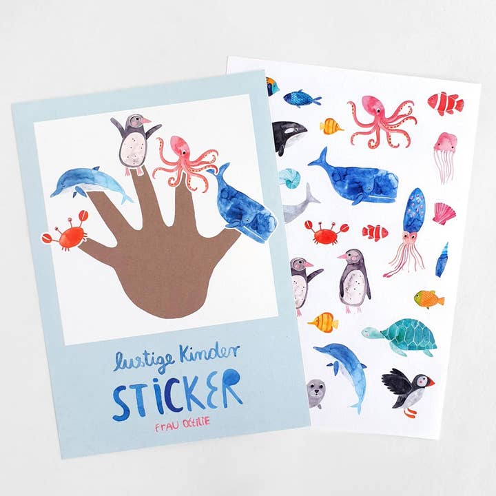 Frau Ottilie – Großhandel Aufkleber – Kinder & Baby – Stickerbogen *Wildes Meer* (VE=3)