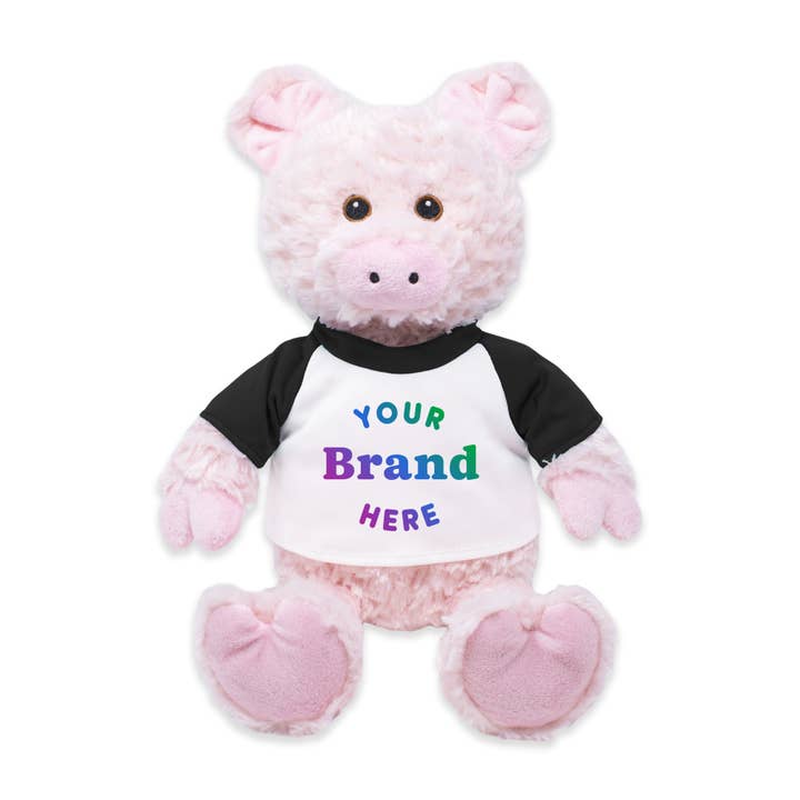 9" Customizable Plush Pig for wholesale by The RGU Group