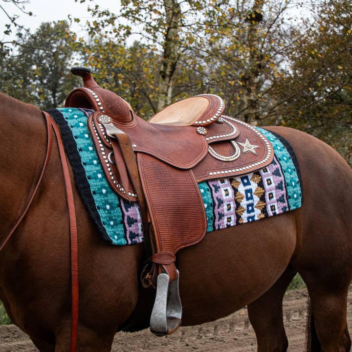 Lonestartack showblanket oversized Petrol/rose voor wholesale door Lonestartack